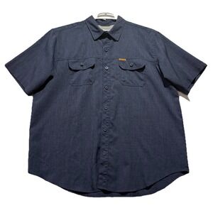Orvis Button Up Shirt Mens XL Blue Tech Fishing Short Sleeve‎ Performance